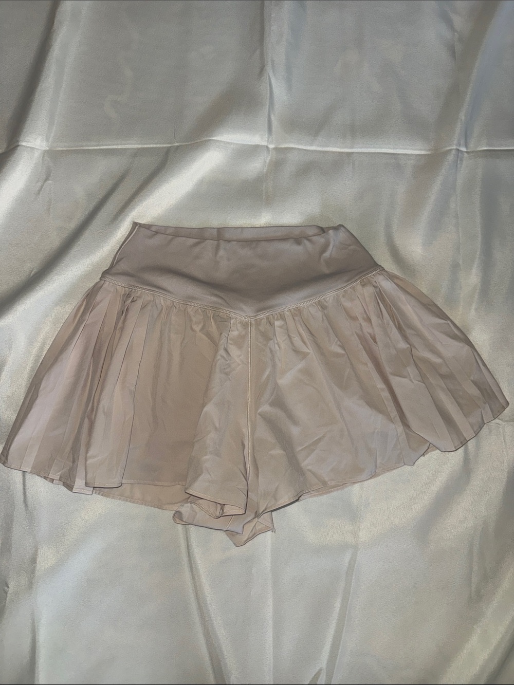 Cream Layered Skirt-Style Shorts
